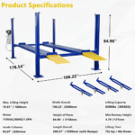 WEIZE PLA-1030 8,500 lbs. 4-Post Car Lift with Caster Kits for Home Garage - Image 8