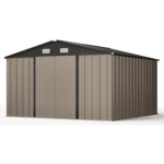 VEIKOUS 10' x 10' Gray Galvanized Steel Outdoor Storage Shed