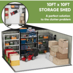 VEIKOUS 10' x 10' Gray Galvanized Steel Outdoor Storage Shed - Image 3