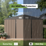 VEIKOUS 10' x 10' Gray Galvanized Steel Outdoor Storage Shed - Image 5