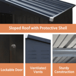 VEIKOUS 10' x 12' Gray Galvanized Steel Outdoor Storage Shed - Image 3