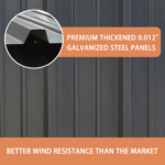 VEIKOUS 10' x 12' Gray Galvanized Steel Outdoor Storage Shed - Image 9