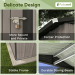 Patiowell 6' x 4' Brown Metal Outdoor Storage Shed with Sloped Roof - Image 2