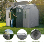 Lifetime 10' x 8' Gray Polyethylene Outdoor Storage Shed with Floor - Image 3