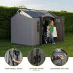 Lifetime 10' x 8' Gray Polyethylene Outdoor Storage Shed with Floor - Image 5