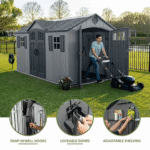 Lifetime 15' x 8' Gray Dual Entry Polyethylene Outdoor Storage Shed - Image 2