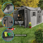 Lifetime 15' x 8' Rough Cut Dual-Entry Outdoor Storage Shed with Floor - Image 3