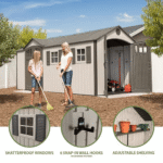 Lifetime 8' x 17.5' Dual Entry Plastic Outdoor Storage Shed with Floor - Image 7