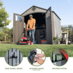 Lifetime 8' x 7.5' Light Brown Polyethylene Outdoor Storage Shed with Floor - Image 2
