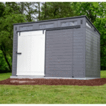 Suncast Modernist 10' x 7' Resin Outdoor Storage Shed with Sliding Barn Door - Image 3