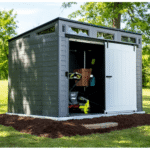 Suncast Modernist 10' x 7' Resin Outdoor Storage Shed with Sliding Barn Door - Image 8