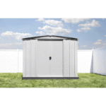 Newport 8' x 6' Two-Tone Galvanized Metal Outdoor Storage Shed with Sliding Doors - Image 2
