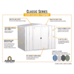 Newport 8' x 6' Two-Tone Galvanized Metal Outdoor Storage Shed with Sliding Doors - Image 3