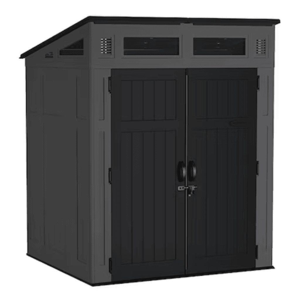 saybrokeeer-product-267-image-1.png Suncast Modernist 6' x 4' Resin Storage Shed Gray and Black Backyard Utility Shed with Floor Kit and Vents - Image 1