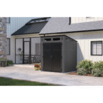Suncast Modernist 6' x 4' Resin Storage Shed Gray and Black Backyard Utility Shed with Floor Kit and Vents - Image 9