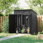Suncast Modernist 6' x 5' Resin Storage Shed Peppercorn and Black Backyard Shed with Floor Kit and Windows - Image 3