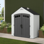 Suncast Vista 7' x 4' Resin Storage Shed Backyard Utility Organizer Shed with Floor Kit and Skylights - Image 2