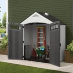 Suncast Vista 7' x 4' Resin Storage Shed Backyard Utility Organizer Shed with Floor Kit and Skylights - Image 3