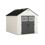 Suncast Tremont 8' x 10' Resin Storage Shed Gable Roof Backyard Utility Shed with Skylights and Floor Kit