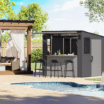 Suncast Cabana 8' x 7' Resin Entertainment Shed Outdoor Storage Shed and Bar with Fold-down Countertop - Image 2