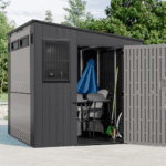 Suncast Cabana 8' x 7' Resin Entertainment Shed Outdoor Storage Shed and Bar with Fold-down Countertop - Image 5