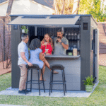 Suncast Cabana 8' x 7' Resin Entertainment Shed Outdoor Storage Shed and Bar with Fold-down Countertop - Image 7