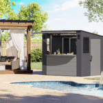 Suncast Cabana 8' x 7' Resin Entertainment Shed Outdoor Storage Shed and Bar with Fold-down Countertop - Image 9