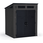 Suncast Modernist 6' x 5' Resin Storage Shed Peppercorn and Black Utility Shed with Steel Frame and Floor Kit