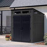 Suncast Modernist 6' x 5' Resin Storage Shed Peppercorn and Black Utility Shed with Steel Frame and Floor Kit - Image 2