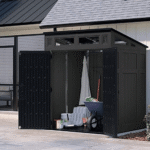 Suncast Modernist 6' x 5' Resin Storage Shed Peppercorn and Black Utility Shed with Steel Frame and Floor Kit - Image 3
