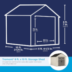 Suncast Tremont 8' x 10' Resin Storage Shed 547 Cubic Feet Outdoor Utility Shed with Skylights and Floor Kit - Image 9