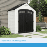 Suncast Vista 7' x 4' Resin Storage Shed Outdoor Utility Backyard Shed with Floor Kit and IllumiVent System - Image 2