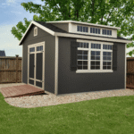 Handy Home Windemere 10' x 12' Wood Storage Shed Backyard Garden Utility Shed with Double Doors and Windows - Image 2