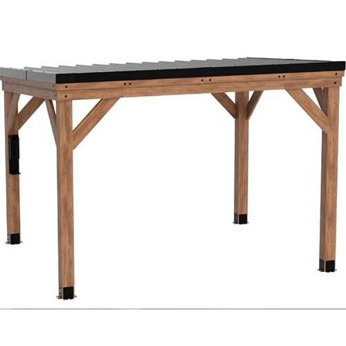 saybrokeeer-product-285-image-1.jpg Backyard Discovery Arcadia 12' x 9.5' Cedar Wood Slope Roof Gazebo Patio Pavilion with Black Steel Roof and PowerPort - Image 1