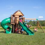 Backyard Discovery Cedar Cove Cedar Wood Playset Swing Set with Spiral Tube Slide Wave Slide and Lower Playhouse - Image 4