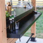 Backyard Discovery Cedar Springs Cedar Wood Outdoor Bar Set with Steel Countertops Shelving and TV Mount Privacy Wall - Image 7