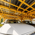 Backyard Discovery Kingsport 20' x 20' Cedar Wood Carport Heavy-Duty Outdoor Vehicle Shelter with Black Steel Roof and PowerPort - Image 5