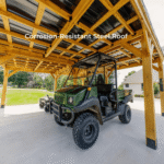 Backyard Discovery Kingsport 20' x 20' Cedar Wood Carport Heavy-Duty Outdoor Vehicle Shelter with Black Steel Roof and PowerPort - Image 8