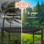 Backyard Discovery Trenton 16' x 12' Modern Galvanized Steel Pergola Black Frame with Shade Sail Canopy and PowerPort - Image 12