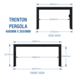 Backyard Discovery Trenton 16' x 12' Modern Galvanized Steel Pergola Black Frame with Shade Sail Canopy and PowerPort - Image 13