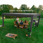 Backyard Discovery Trenton 16' x 12' Modern Galvanized Steel Pergola Black Frame with Shade Sail Canopy and PowerPort - Image 8