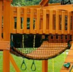 Gorilla Playsets Mountaineer Treehouse Cedar Wooden Swing Set with Tube Slide Wave Slide Rope Ladder and Sandbox - Image 4