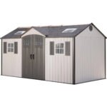 Lifetime 15' x 8' Outdoor Storage Shed Steel-Reinforced Polyethylene Side Entry Backyard Shed with Skylights and Windows
