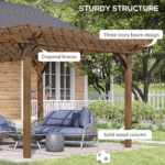 Outsunny 12' x 20' DIY Deck Outdoor Cedar-Colored Wood Pergola Rectangular Garden Arbor for Climbing Plants and Vines - Image 2