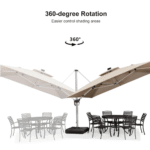 PURPLE LEAF Double Top Deluxe Solar Powered LED Cantilever Patio Umbrella Square Outdoor Umbrella with 360-Degree Rotation - Image 11