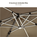PURPLE LEAF Double Top Deluxe Solar Powered LED Cantilever Patio Umbrella Square Outdoor Umbrella with 360-Degree Rotation - Image 4