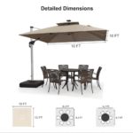 PURPLE LEAF Double Top Deluxe Solar Powered LED Cantilever Patio Umbrella Square Outdoor Umbrella with 360-Degree Rotation - Image 8