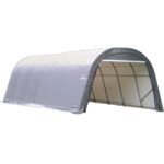 ShelterLogic ShelterCoat Round Style Outdoor Garage Storage Shed with UV-Treated Polyethylene Cover and Steel Frame
