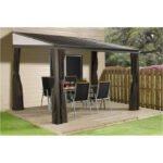 Sojag Portland No. 53 10' x 12' Wall Gazebo Rustproof Aluminum Frame and Galvanized Steel Roof with Mosquito Netting - Image 2
