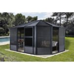 Sojag Charleston 12' x 15' Solarium Outdoor Sunroom Dark Grey Aluminum Frame and Galvanized Steel Roof with Sliding Doors - Image 2